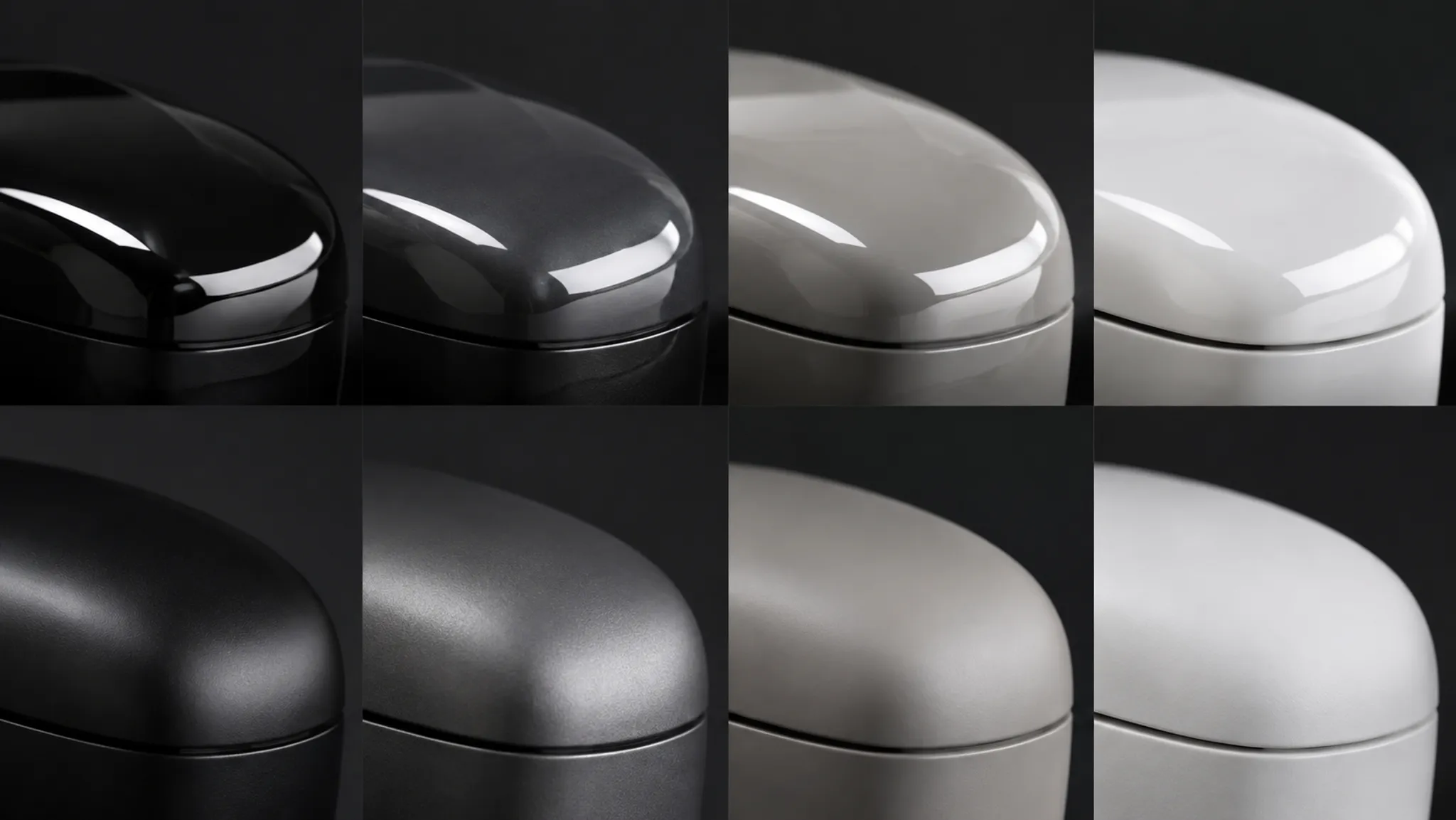 Close comparison of highlight width and reflection sharpness across glossy and matte material directions
