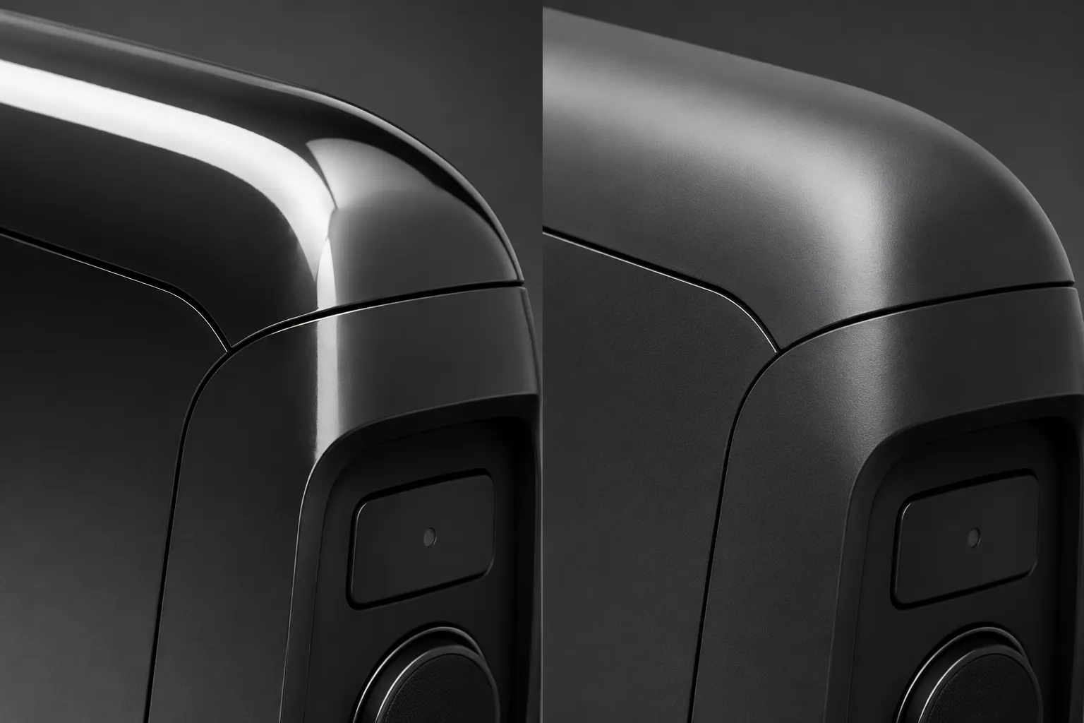 Close comparison of highlight flow, edge readability, and surface separation in gloss and matte concept renders