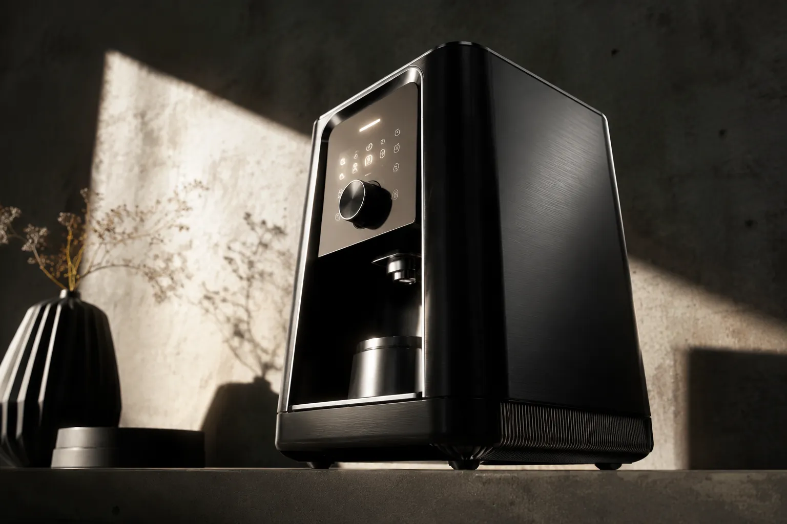 Concept render camera, lighting, material, and context effects on a product form