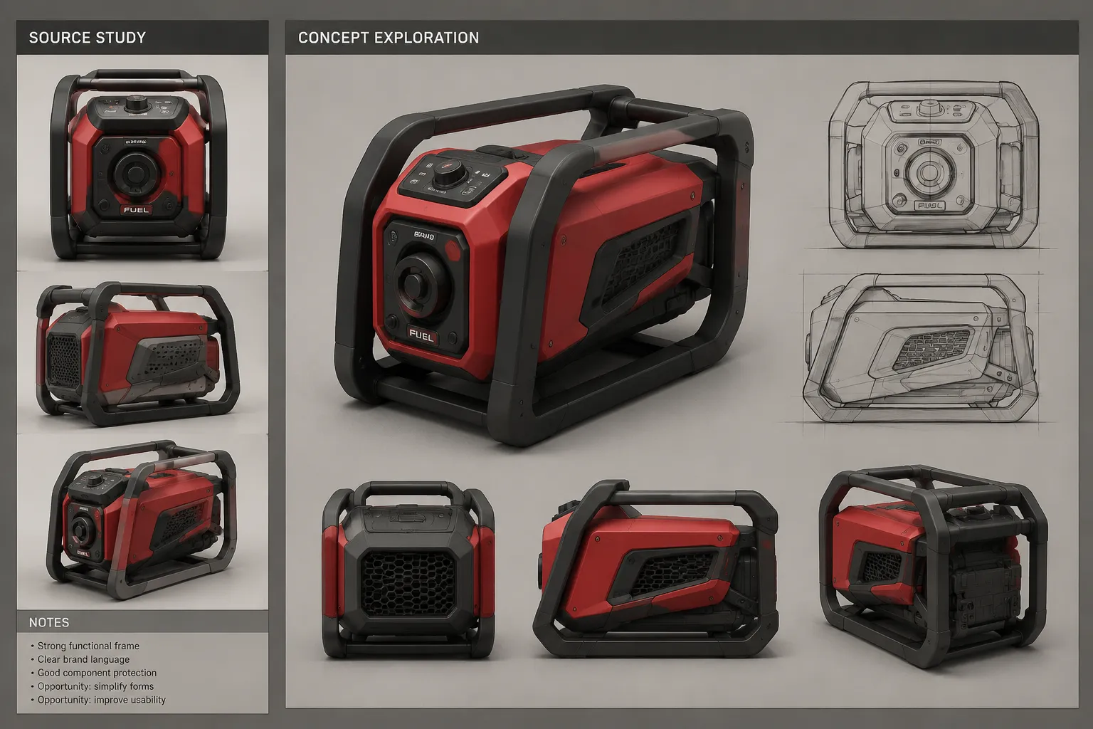 Concept product visualization reviewed against a source study